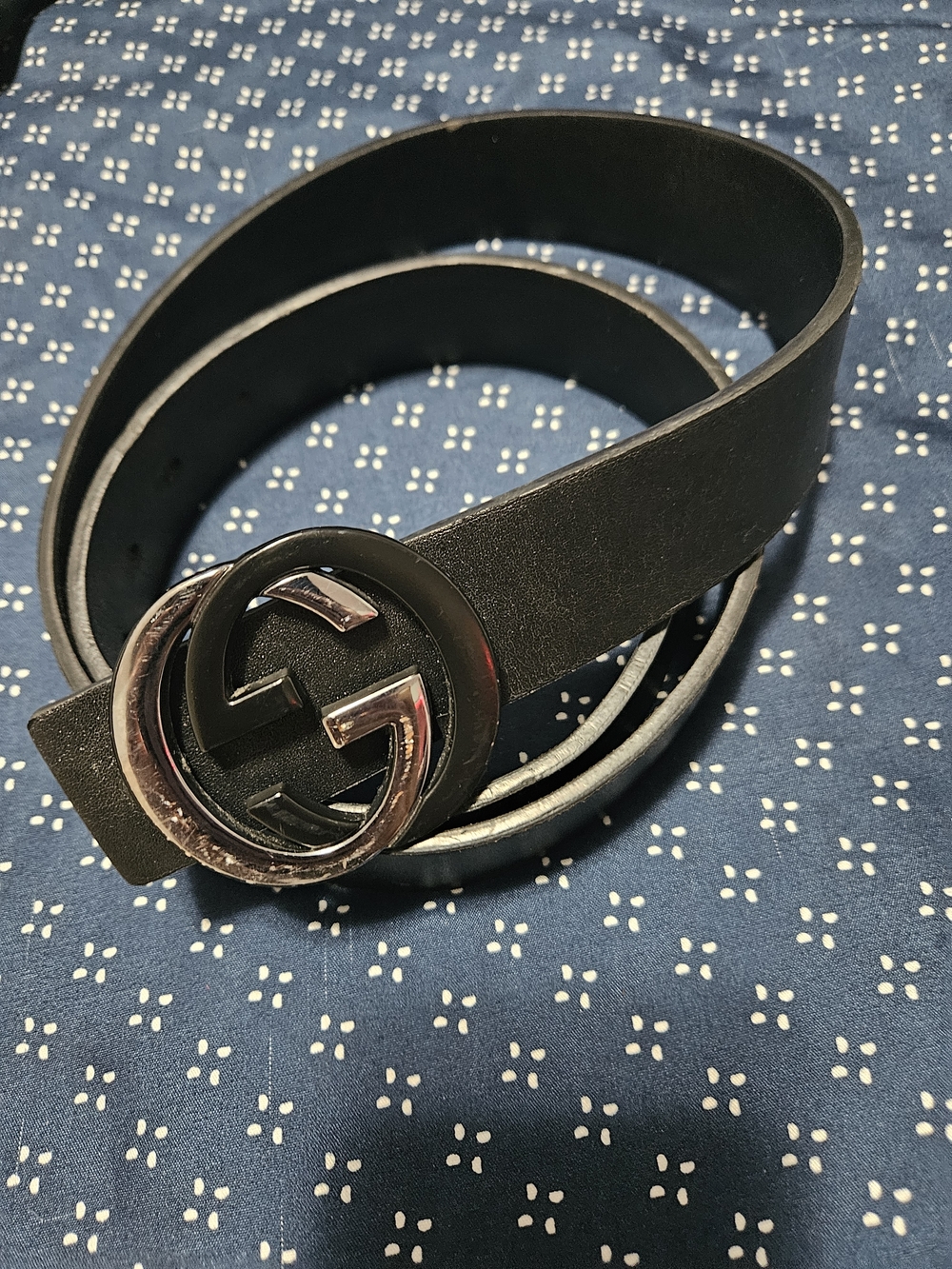 Gucci GG Marmont Black Leather Belt with Interlocking Double G Buckle